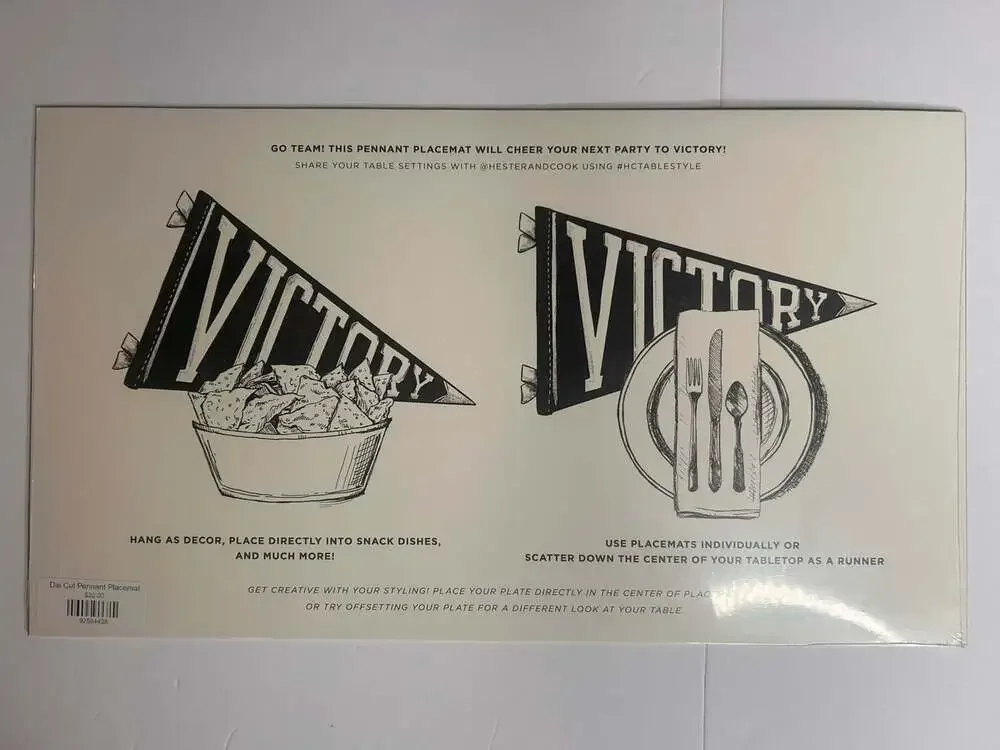 Hester & Cook Victory Pennant Paper Placemats Set Of 12